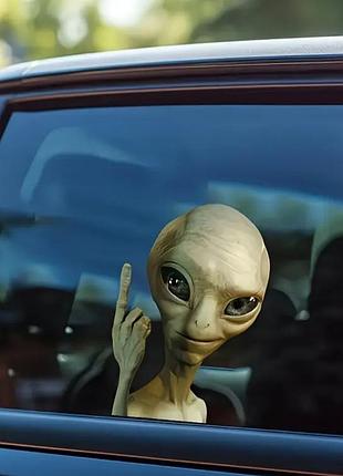 Стикер нло, alien, ufo, забавный стикер для машины, окна и тд