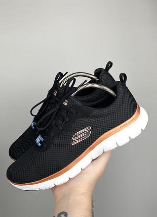 Оригінальні кросівки skechers flex-lite чорні з золотом 39 р. 26 см