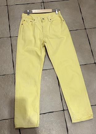 Оригінальні жіночі джинси levi's 501 premium w27 l28 жовті
