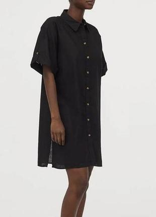 Сукня-сорочка h&m (з лінійки l.o.g.g.) виконана з легкої та дихаючої суміші льону та бавовни (52% льону та 48% бавовни). розмір l-xl..