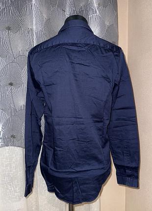 Сорочка синя slim fit zara s 3