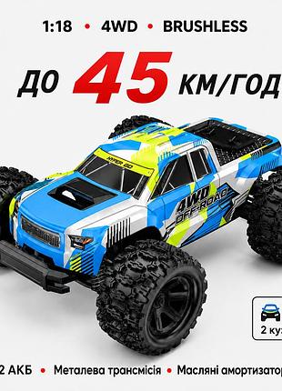 Машинка на радиоуправлении mjx hyper go 18208 1:18 4wd, бесколлекторный rc автомобиль, monster truck, до 45 км/ч, 1 акб, 2 кузова