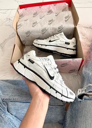 Женские кроссовки nike p-6000 cordura white black найк белого с черными цветами
