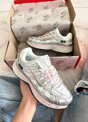 Женские кроссовки nike p-6000 cordura elemental pink найк розового с серебристым цветами