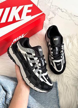Женские кроссовки nike p-6000 cordura anthracite smoke grey найк серого с черным и белым цветами