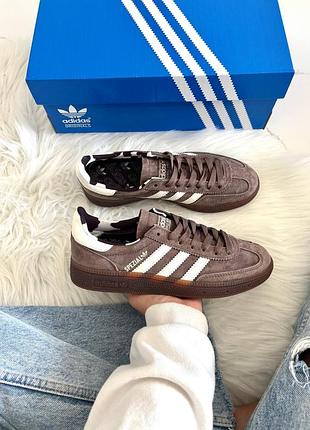 Женские кроссовки adidas spezial brown white cow print адедас коричневого с белым цветами