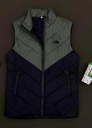 Молодежная мужская черная хаки жилетка the north face с карманами на молнии утепленная безрукавка без капюшона