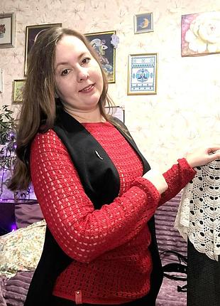 Яркий ажурный свитер ручной работы — 100% хлопок 10