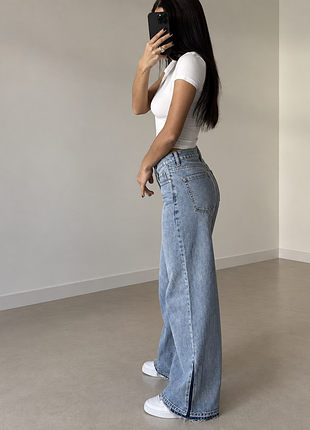 Синие wide leg джинсы трубы, широкие, винтажный цвет