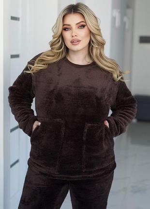 Тепла махрова жіноча піжама 5