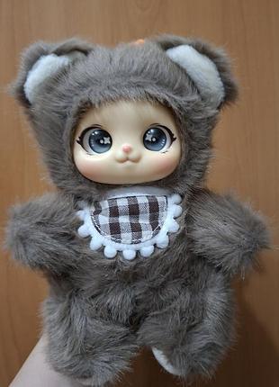 М'яка плюшева мила коричнева лялька kawaii 18 см з вініловим обличчям