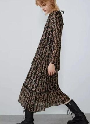 Ярусное платье zara в цветочный принт 2