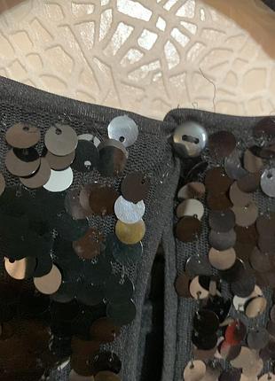 Чорний топ щільно розшитий паєтками 6