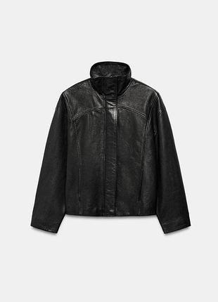 Кожаная куртка zara р. м кожа бомбер