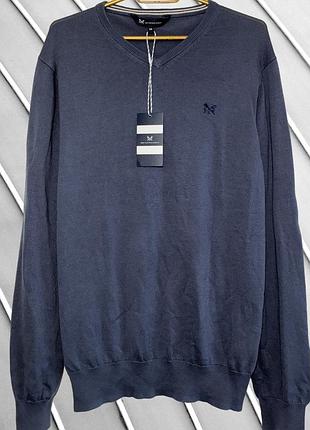 Мужской голубой хлопковый джемпер crew clothing company m l 48 50 кро клозинг новый с биркой свитер голубая кофта m l 50
