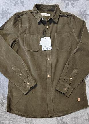 Рубашка вельветовая,хаки 140 zara