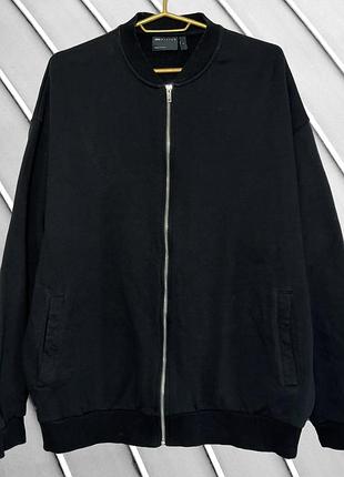 Чоловіча чорна кофта бомбер asos design s m 46 48 асос дизайн зіпка на блискавці з мікрофлісом фліска чорний бомбер asos m 48