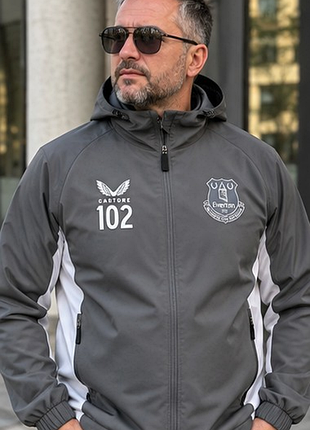 Мужская ветровка everton fc castore 102 серая с капюшоном, размер s
