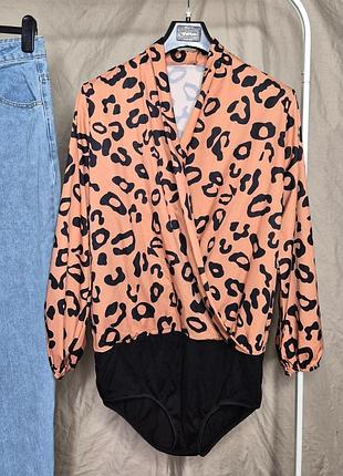 Боди в анималистичный принт 2xl