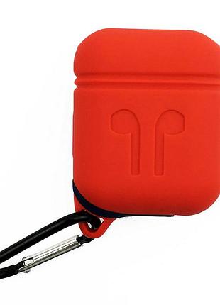 Чехол кейс для наушников alitek для apple airpods + карабин red