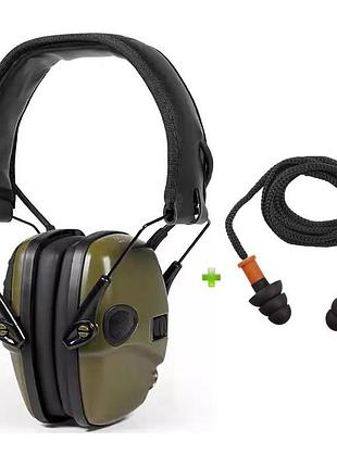 Стрілецькі активні навушники perfect protac plus green + беруші