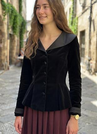 Vintage opera byлугards, black-cotton женский жакет с баской