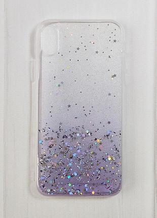 Чехол панель с блестками силиконовый для apple iphone xr gradient purple 2