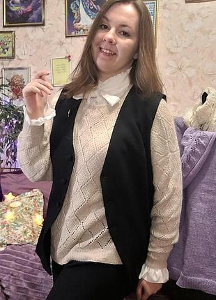 Роскошный бежевый свитер из хлопка и ангоры - уютный и стильный, ручная работа! 8