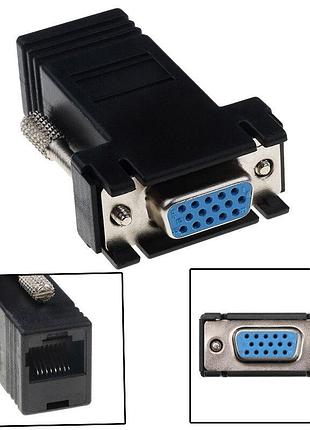 Переходник адаптер alitek vga female - rj45 female (мама-мама)