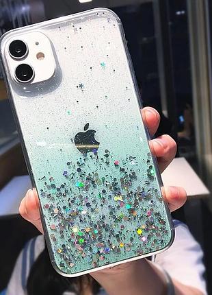 Силиконовый чехол с блестками для apple iphone 7 plus, 8 plus gradient green