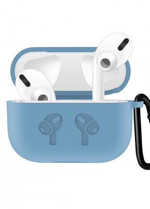 Чехол / case для наушников apple airpods pro alitek logo sky blue + карабин
