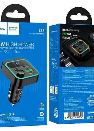 Fm модуль hoco e85 tiger pd20w+qc3.0 /2*usb+1*type-c /btv5.4 2