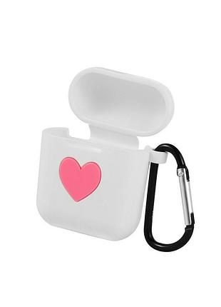 Чехол для наушников apple airpods alitek heart white + карабин