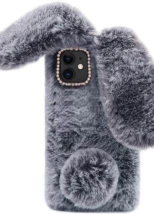 Чехол панель для apple iphone 12 / 12 pro alitek зайчик dark grey