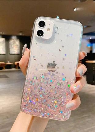 Чохол із блискітками силіконовий для apple iphone 11 pro max gradient pink