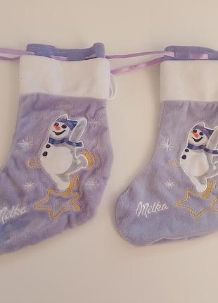 2 новогодних носков milka
