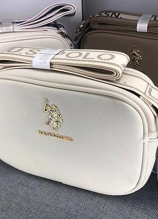 Сумка жіноча u.s. polo assn. молочна кросбоді