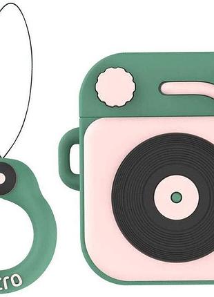 Чохол case для apple airpods alitek ліхограф ретро pink/green + тримач (88730)