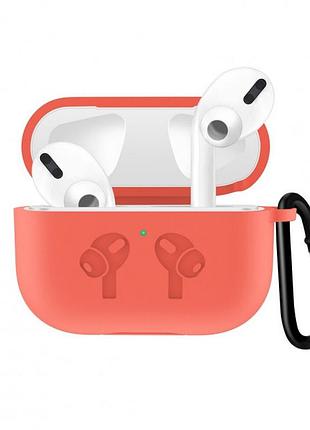 Чехол с карабином для наушников apple airpods pro alitek logo rose red