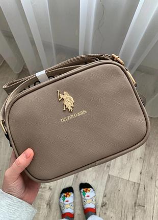Сумка жіноча u.s. polo assn бежева кроссбоді