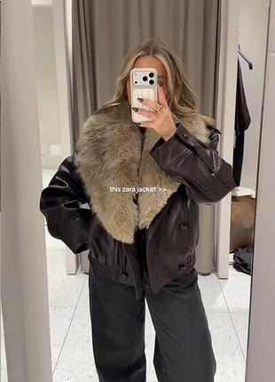 Куртка утеплена коричнева zara 4