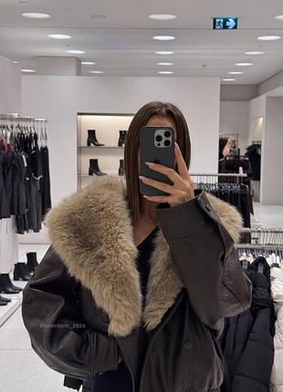 Куртка утеплена коричнева zara