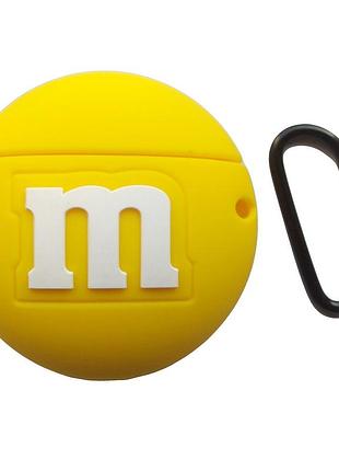 Чехол кейс для наушников apple airpods alitek m&m's желтый + карабин