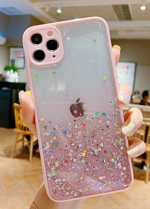 Чехол с блестками и защитой камеры для apple iphone 14 pro pink