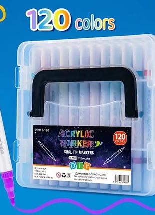 Набор двусторонних акриловых маркеров acrylic marker (60 шт, 120 цветов) в прозрачном боксе (map-06)