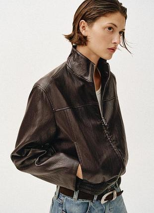 Куртка бомбер з еко шкіри zara s/m, m