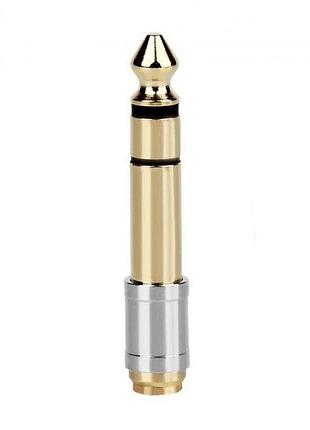 Переходник адаптер аудио стерео 6.3 мм m - 3.5 мм f (1/4-1/8) alitek pro, металл