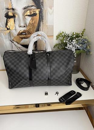 Большая дорожная сумка люкс премиум бренд keepall bandoulière damier graphite