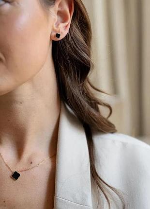 Набір прикрас burker сережки+ кольє flora gold black necklace