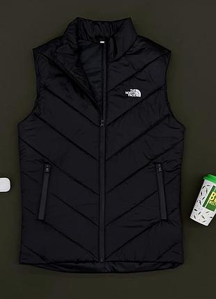 Стильная мужская черная жилетка the north face tnf без капюшона, утеплённая весенняя безрукавка с карманами на молнии